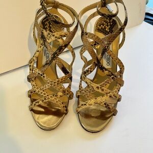 Jimmy Choo Black and Gold Heels